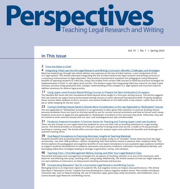 Screenshot of the latest volume of Perspectives