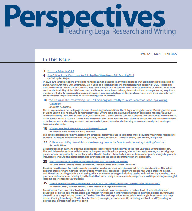 Screenshot of the latest volume of Perspectives