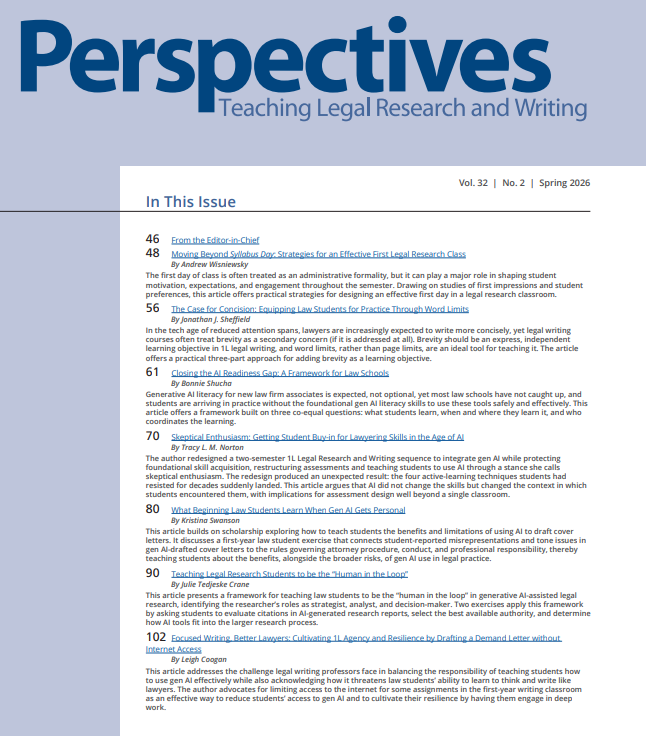 Screenshot of the latest volume of Perspectives